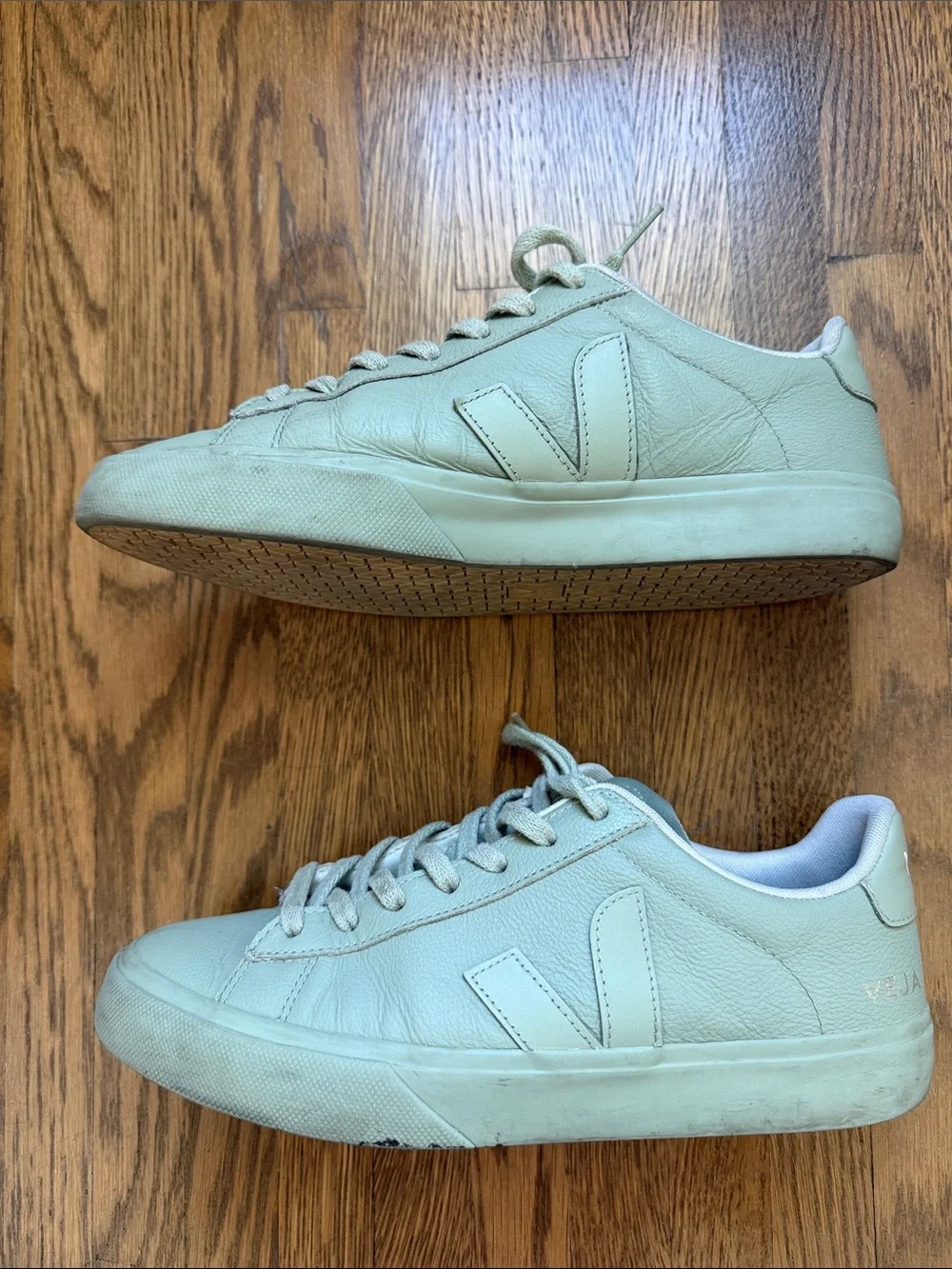 Veja Mint Green Leather Sneakers